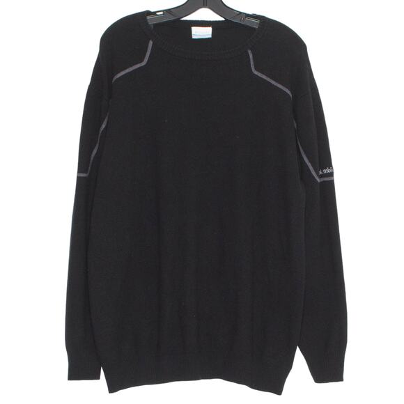 Columbia Mens Sweater Risco Run Crewneck Minimalist Dark Academia Cozy Black XXL - Picture 1 of 6